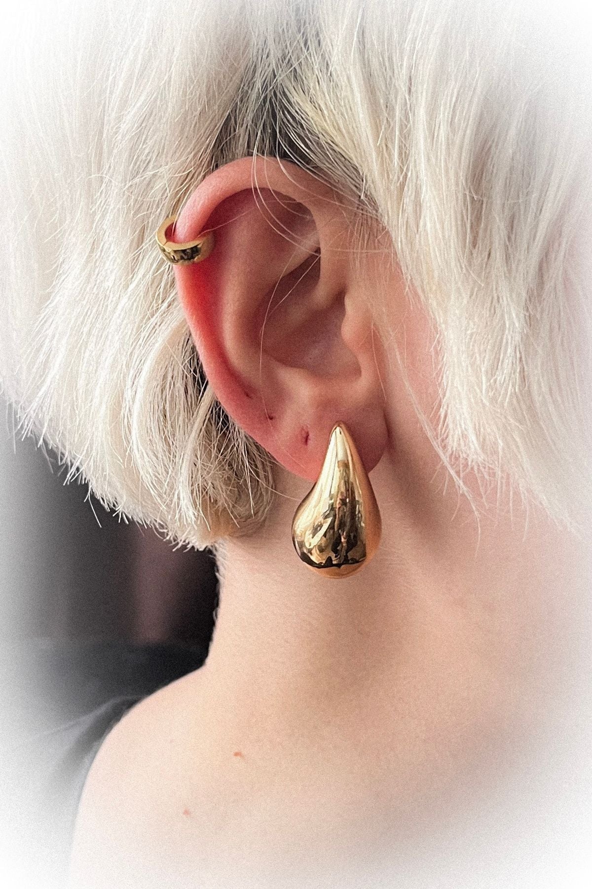 2 Yıl Garanti Göz Yaşı Bottega Küpe Çelik Kadın Damla Küpe