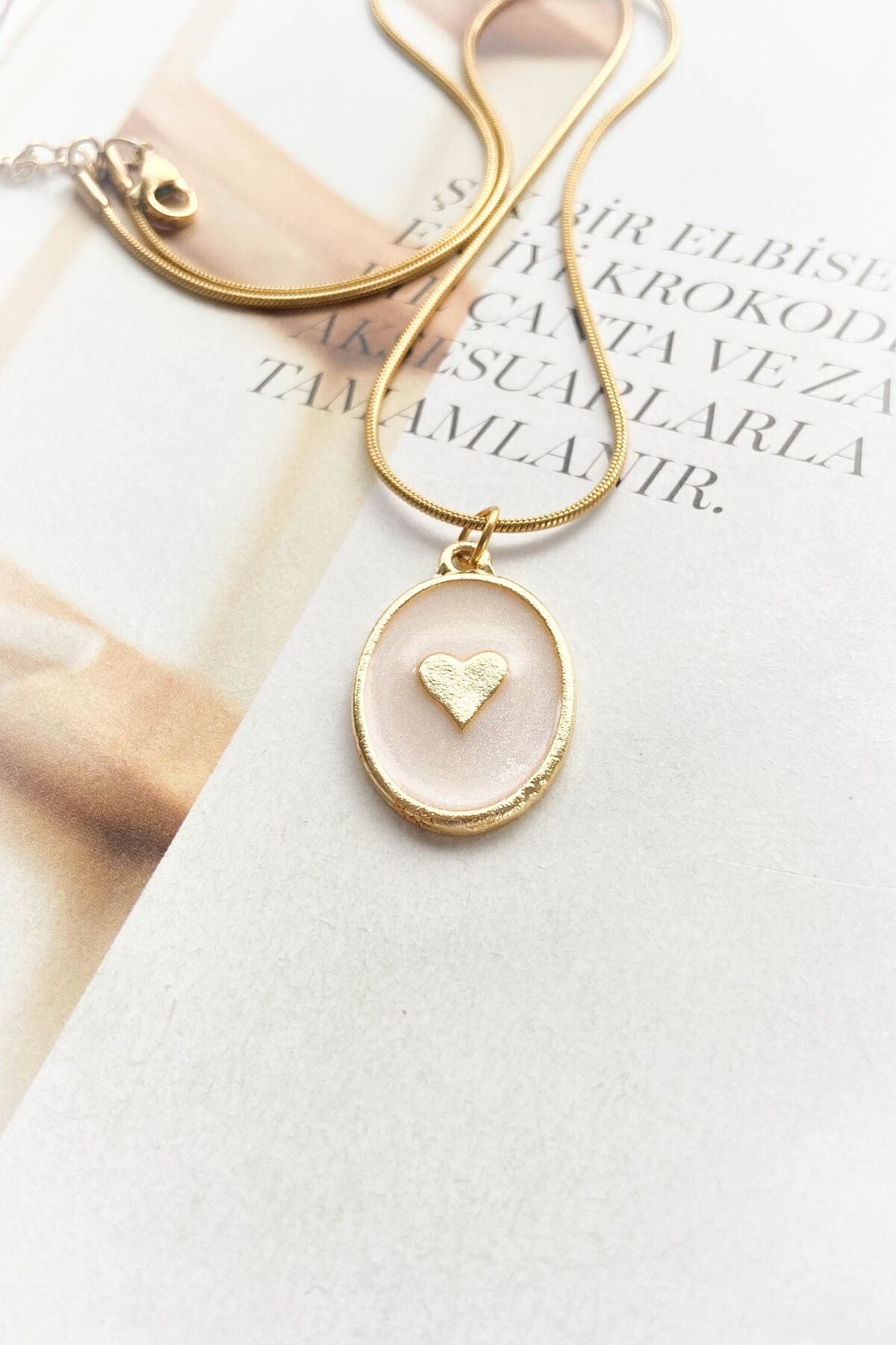 Elips Kalp Çelik Kolye