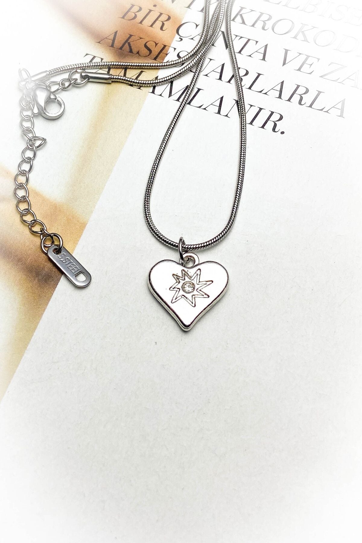 Kalp Çelik Kolye