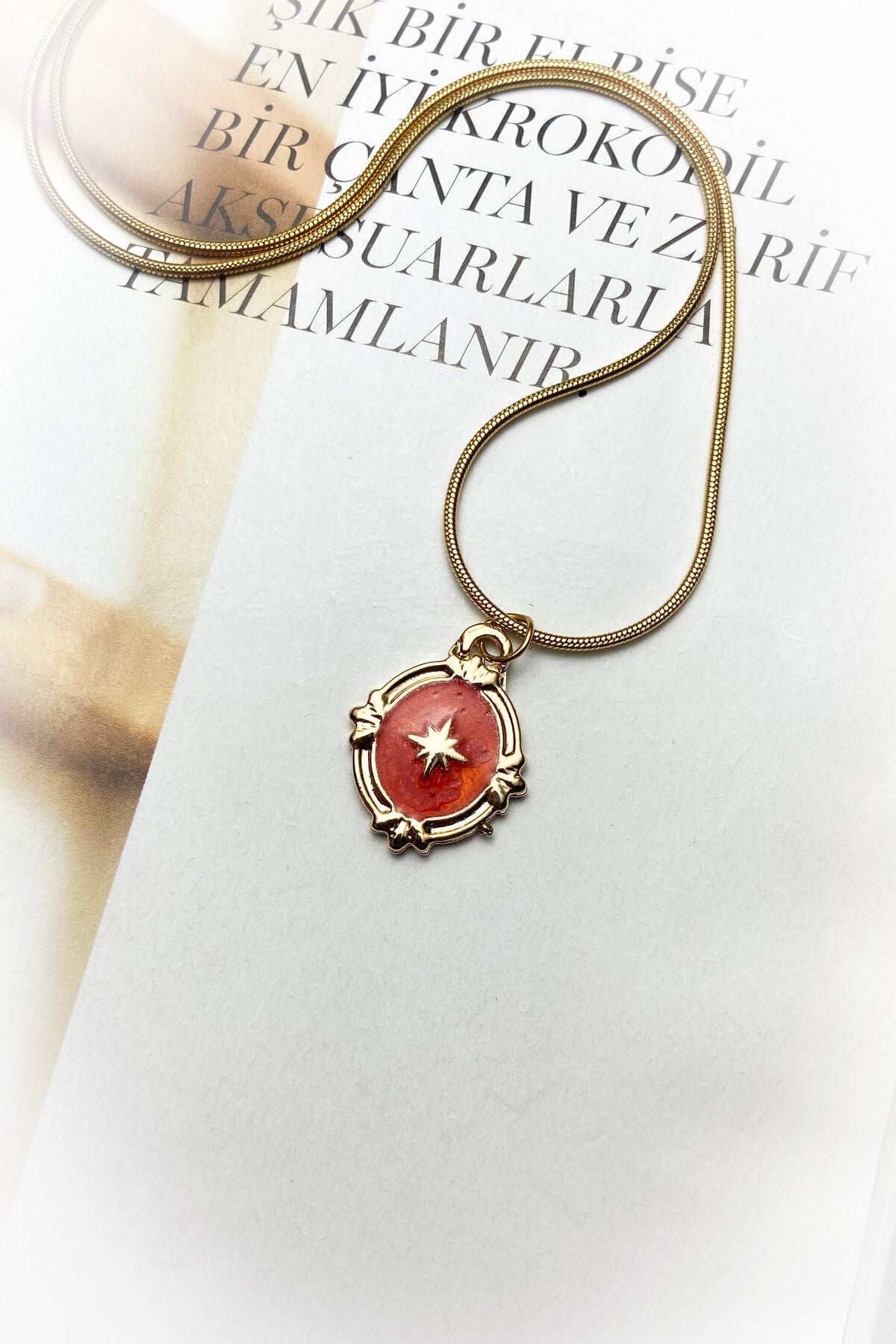 Elips Kuzey Yıldızı Çelik Kolye