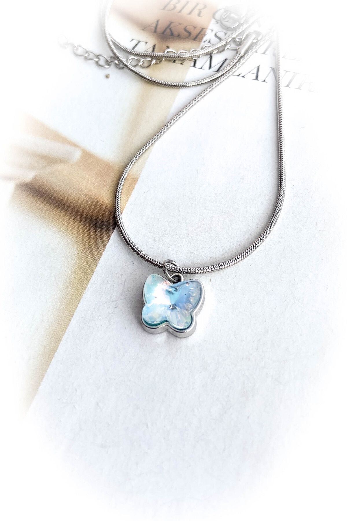 Kelebek Çelik Kolye