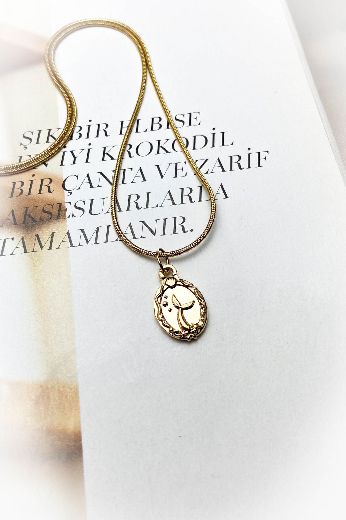 Deniz Kızı Kuyruk Vintage Çelik Kolye