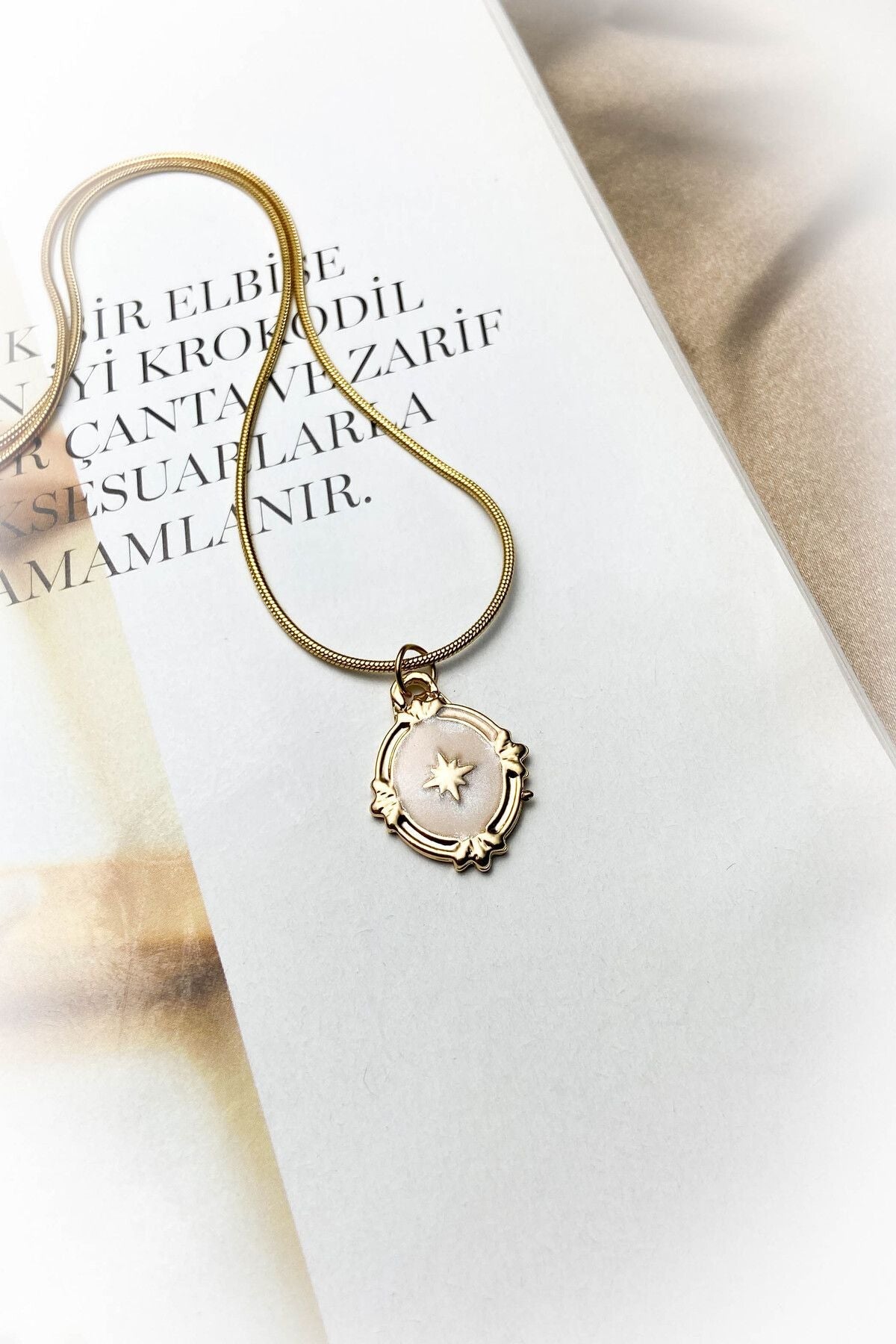 Elips Kuzey Yıldızı Çelik Kolye