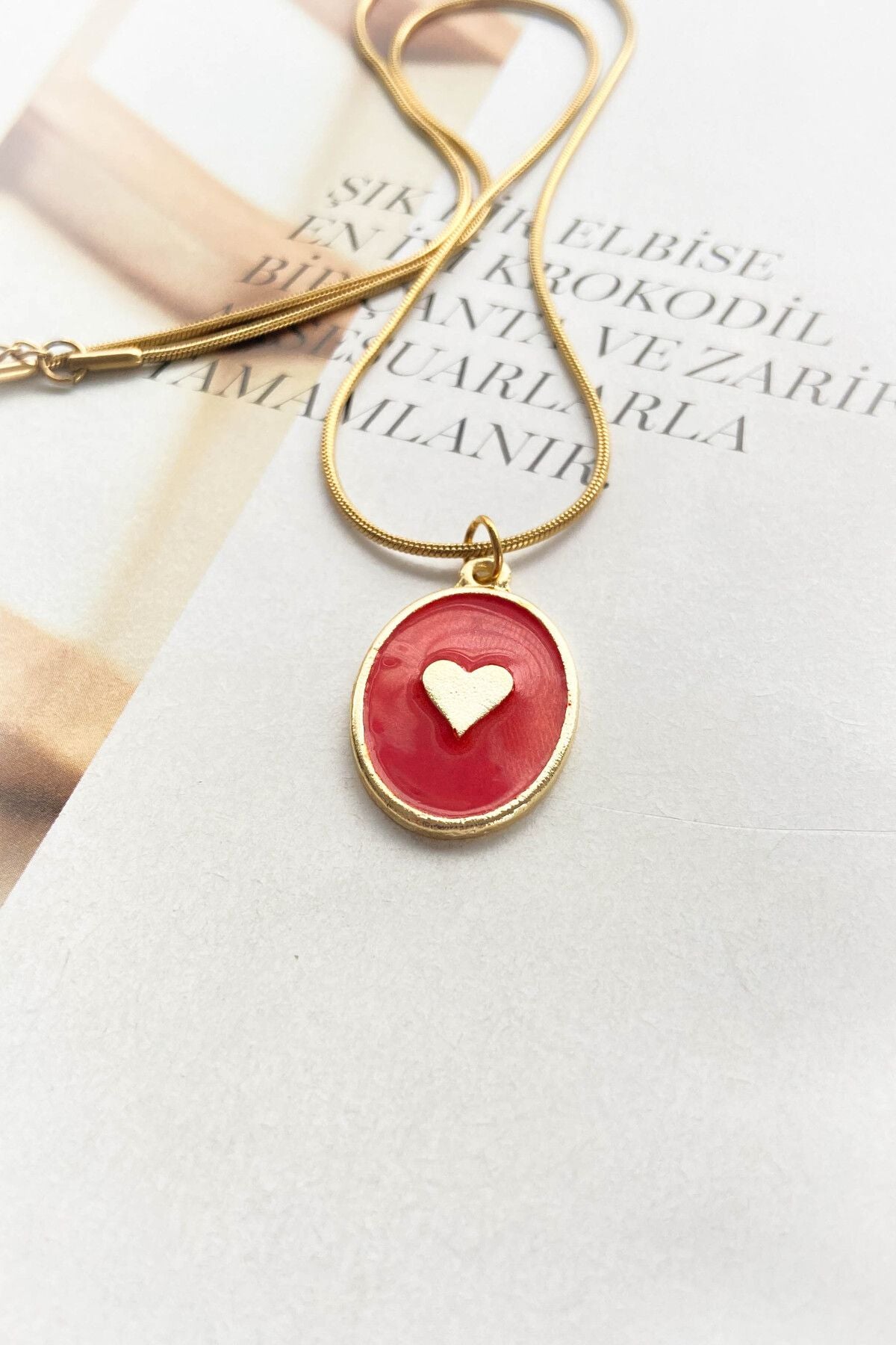 Elips Kalp Çelik Kolye