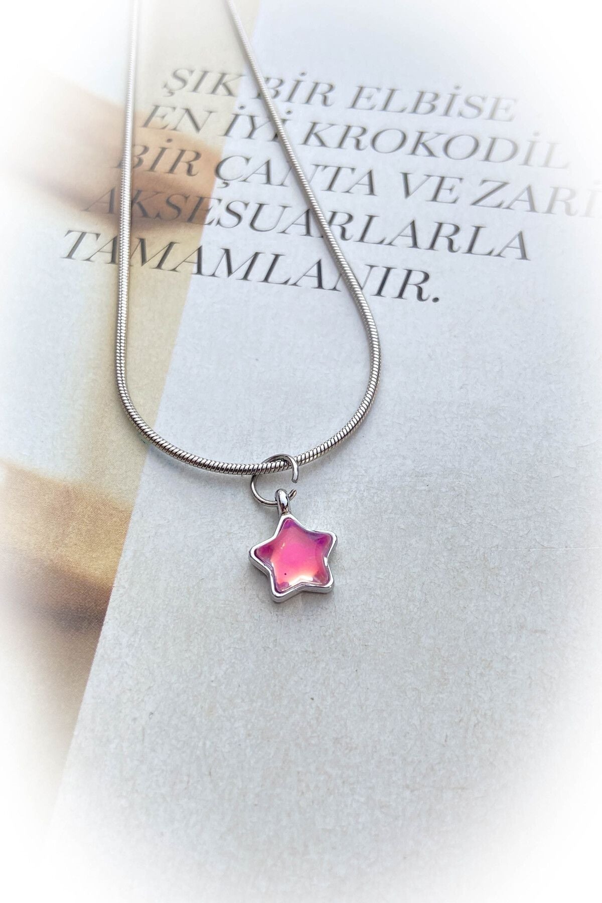 Çelik Gümüş Renk Minimal Uçlu Kolye 5 Farklı Renk ve Model Seçeneği