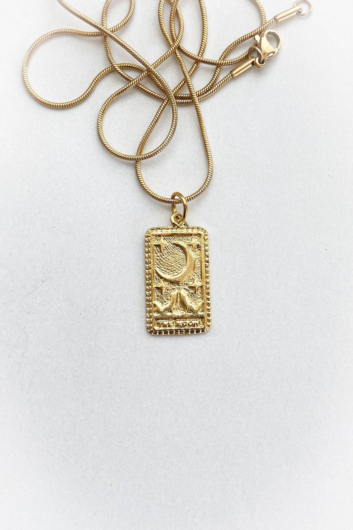 Çelik Kolye The Moon Madalyon Tarot Kolye