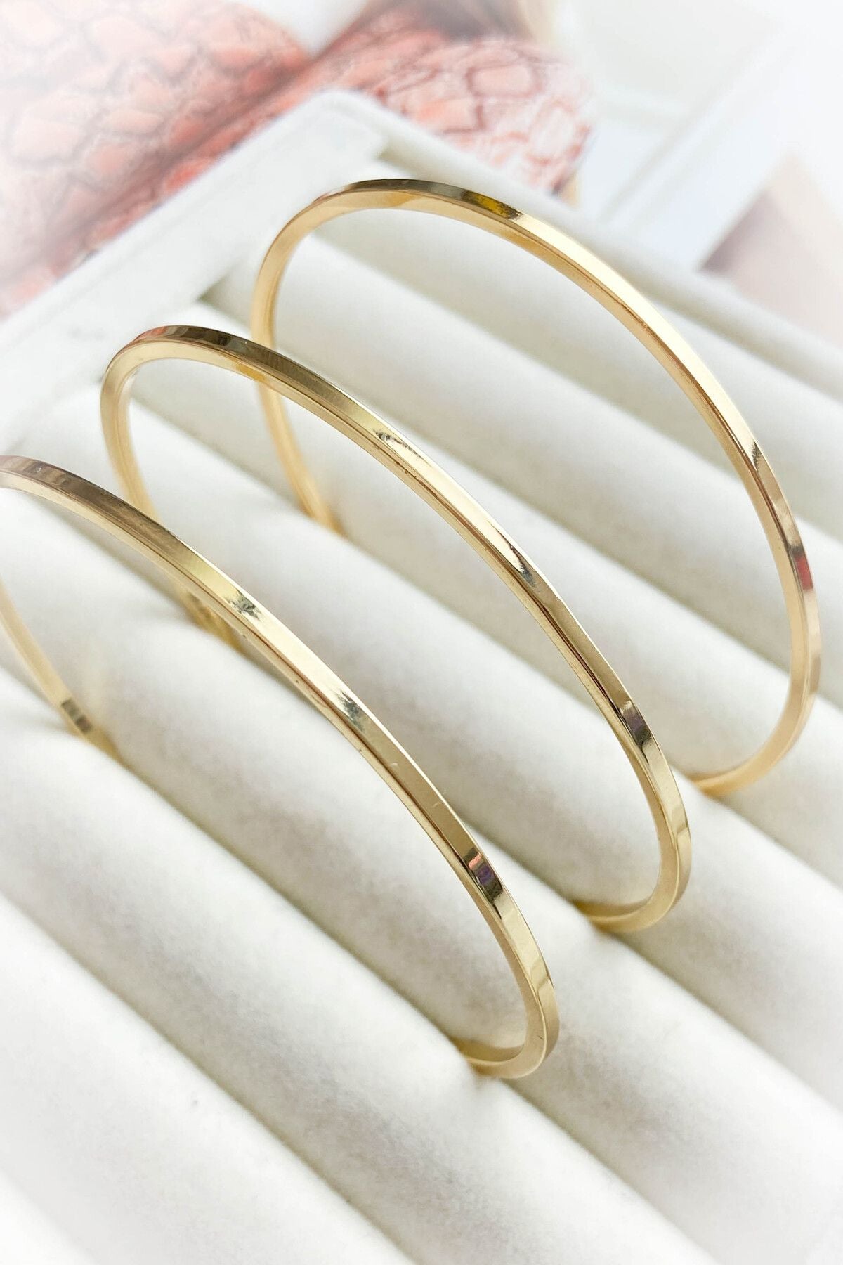 Çelik 3'lü Altın Renk Ajda Bilezik