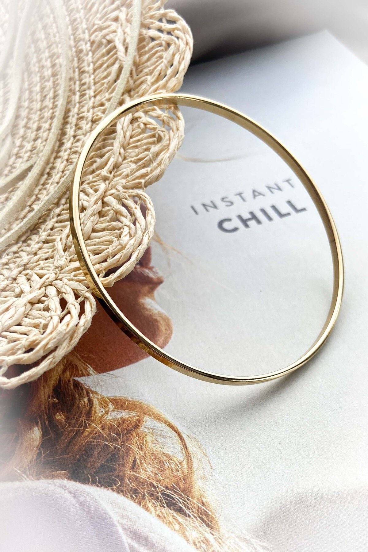 Çelik Altın Renk Ajda Bilezik Tekli