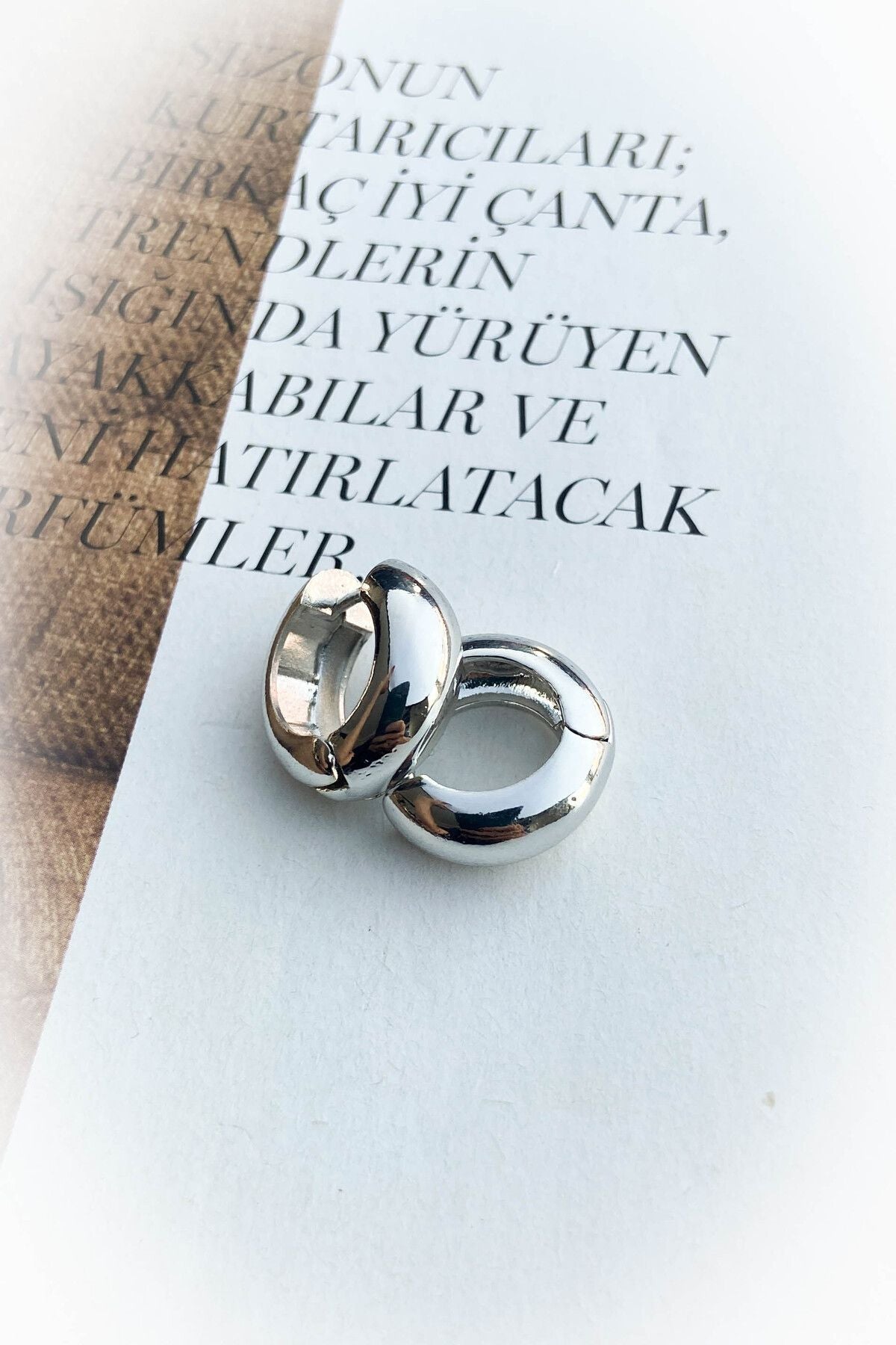 Çelik Gümüş Renk Bombeli Çelik Halka Küpe