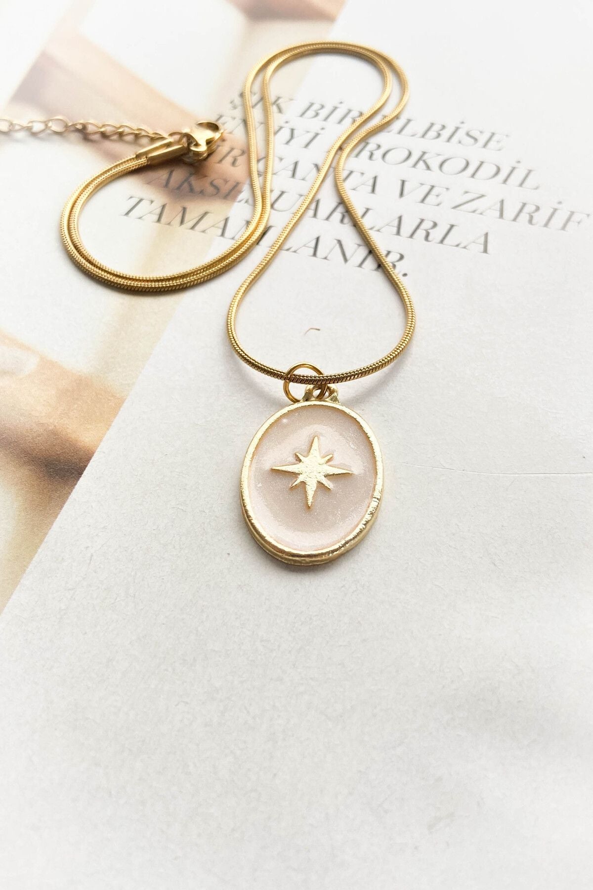 Elips Kutup Yıldızı Çelik Kolye