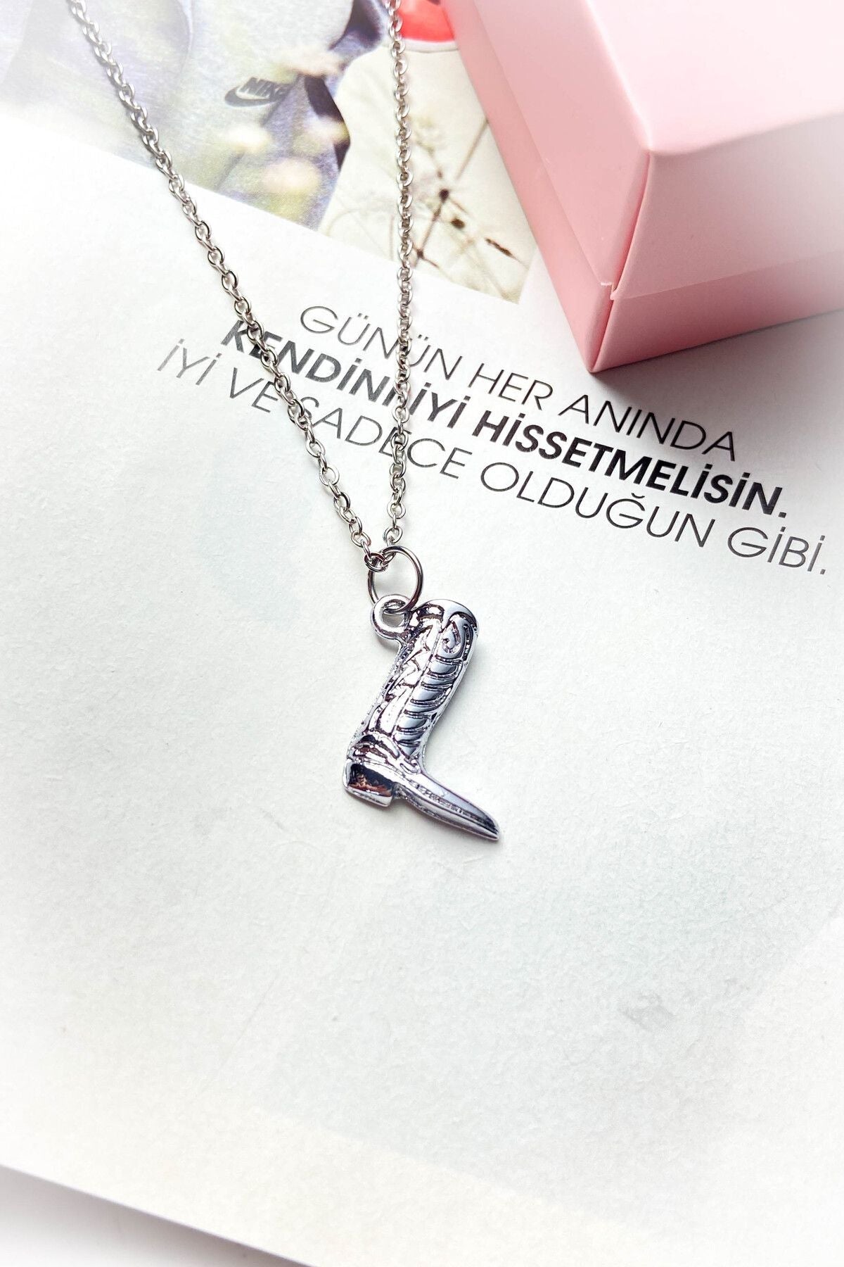 Çelik Gümüş Renk İnce Zincir Çelik Kolye