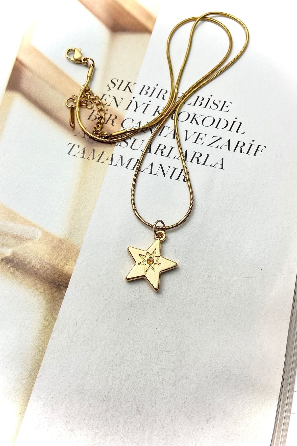 Yıldız Minimal Uçlu Çelik Kolye