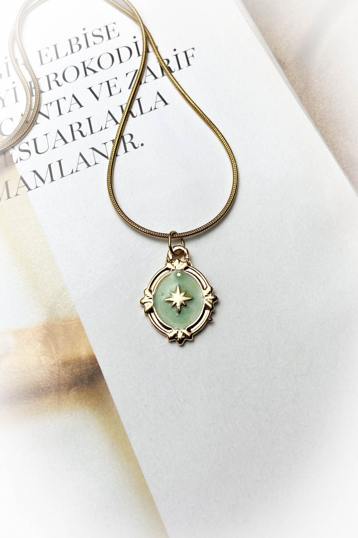 Elips Kuzey Yıldızı Çelik Kolye