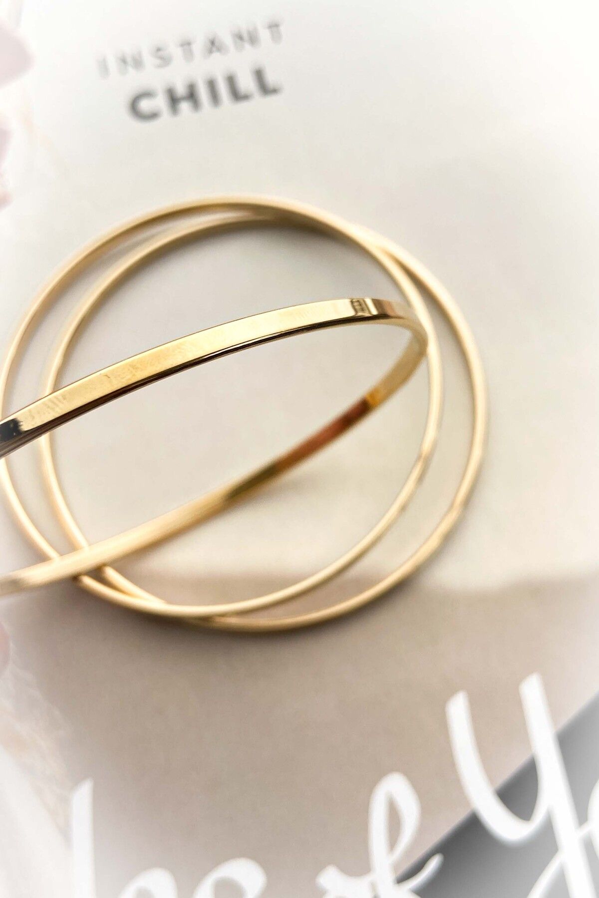 Çelik Altın Renk Ajda Bilezik 3'lü