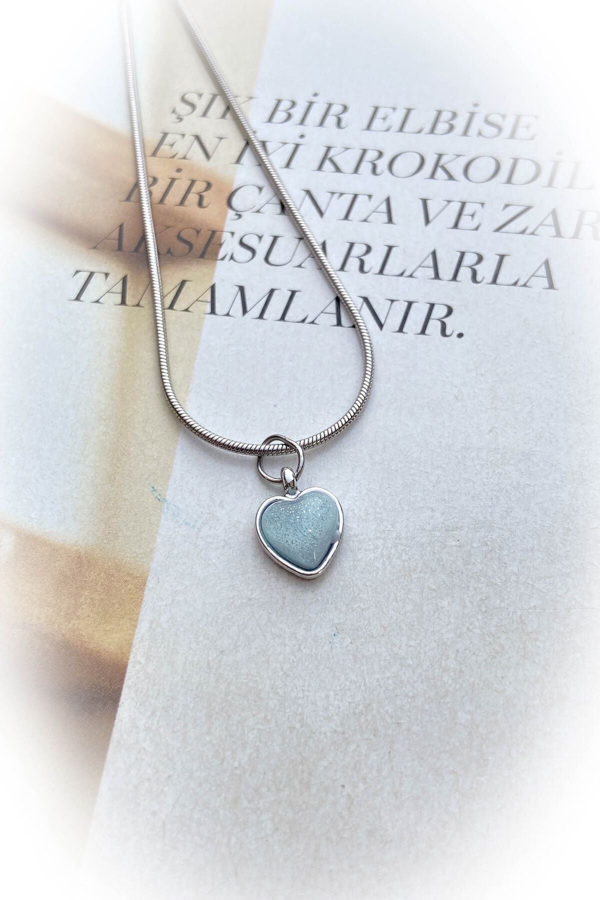 Çelik Gümüş Renk Minimal Uçlu Kolye 5 Farklı Renk ve Model Seçeneği