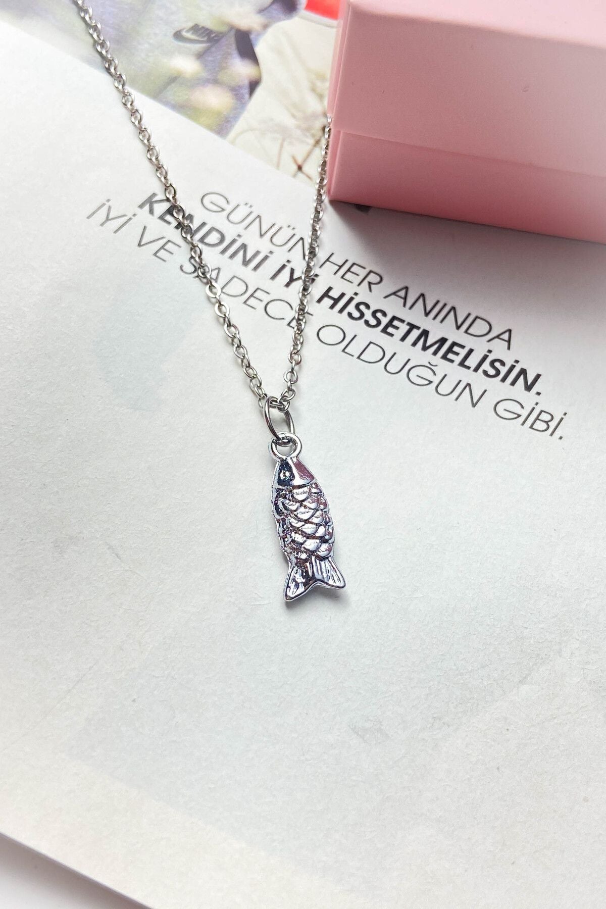 Çelik Gümüş Renk İnce Zincir Çelik Kolye