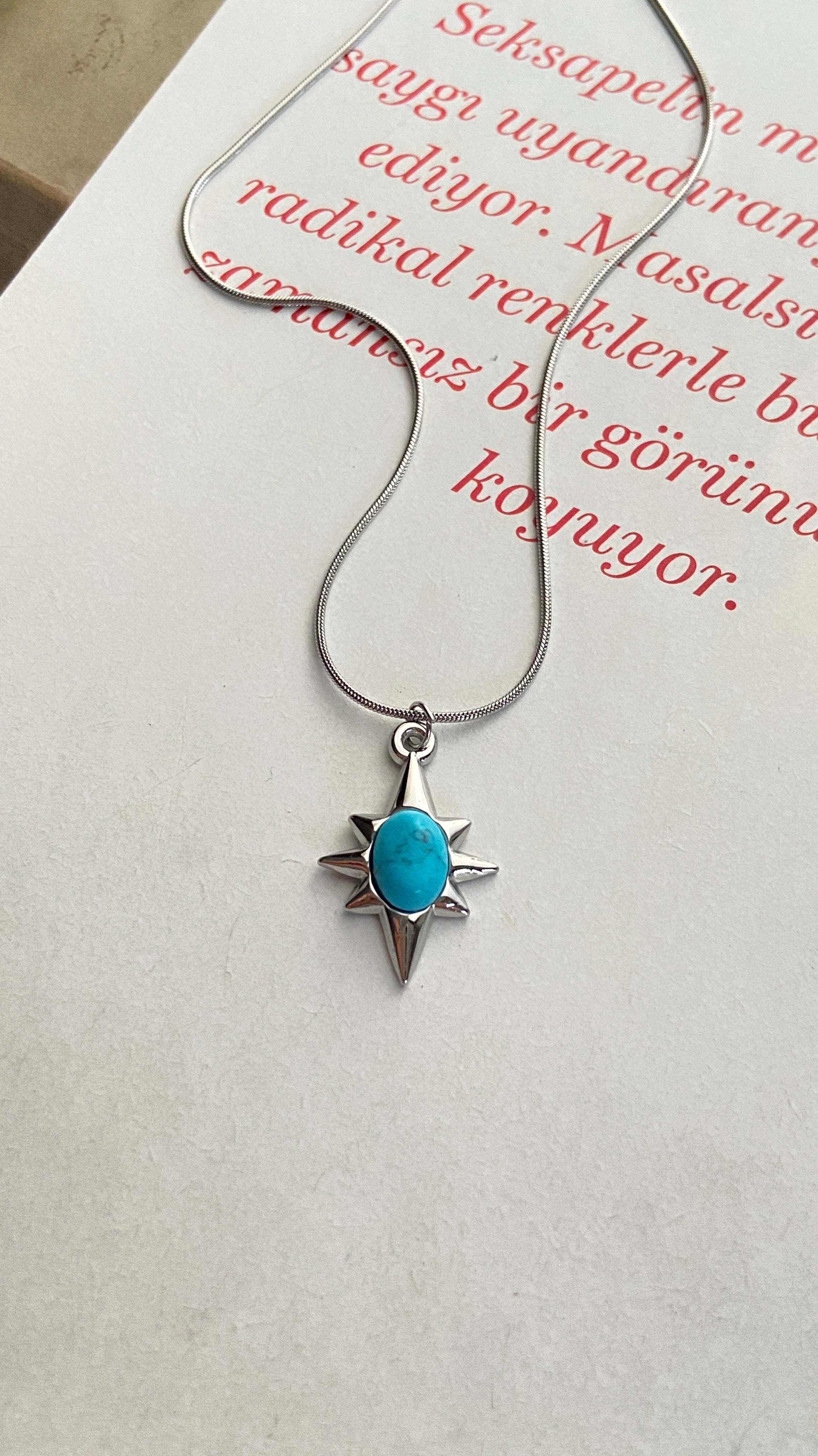 Çelik Kuzey Yıldızı Kolye