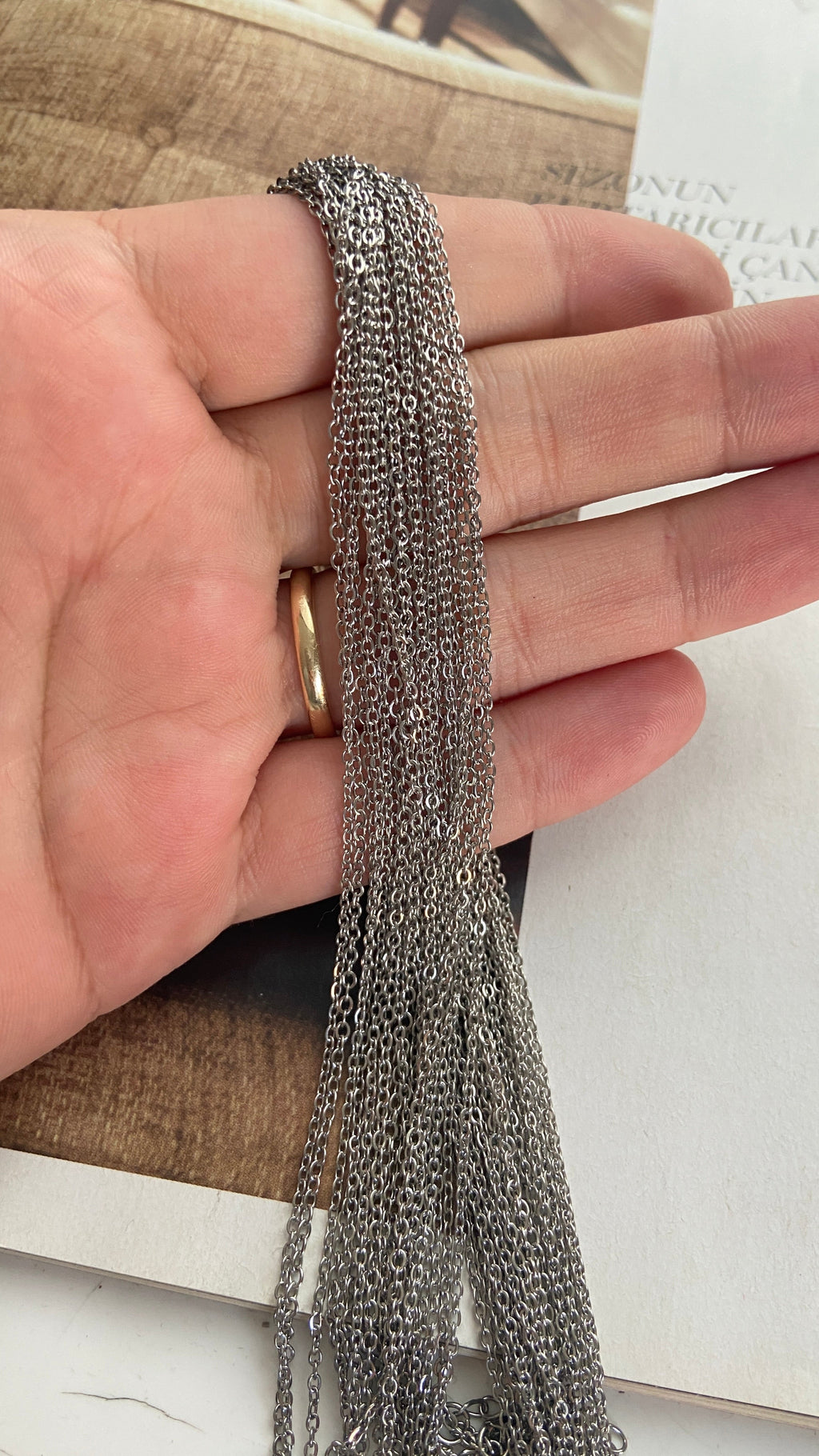 Çelik SF Zincir / 45 cm / Gümüş (Hazır Kolye Zinciri )