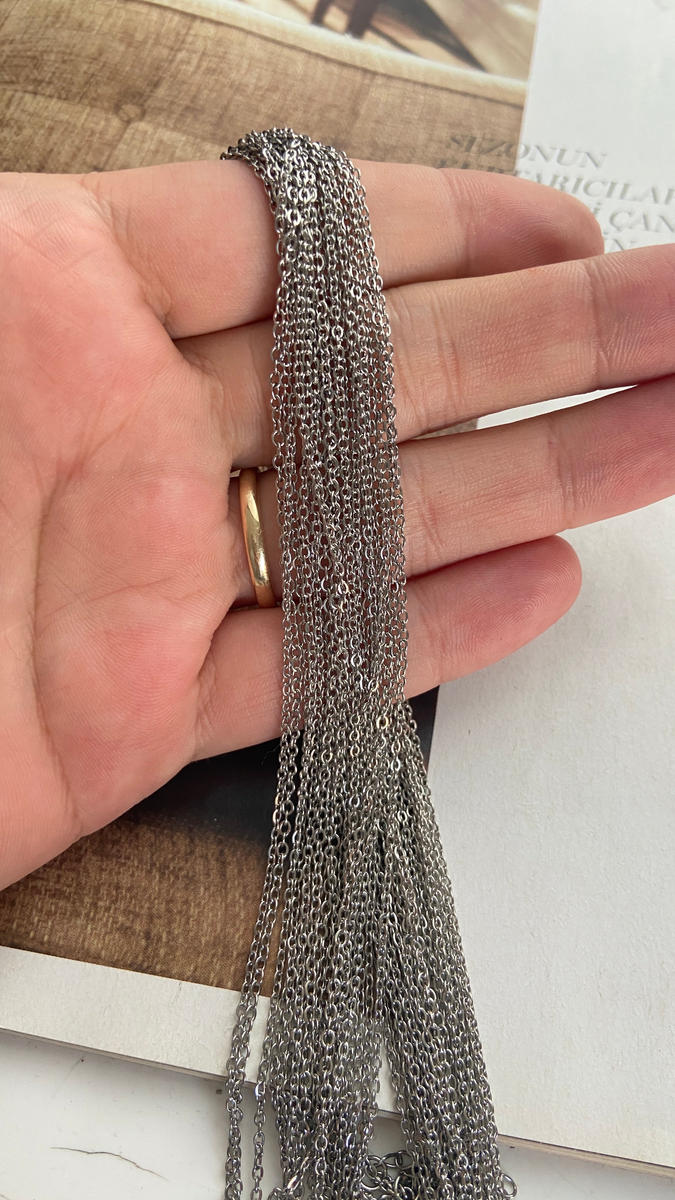 Çelik SF Zincir / 45 cm / Gümüş (Hazır Kolye Zinciri )