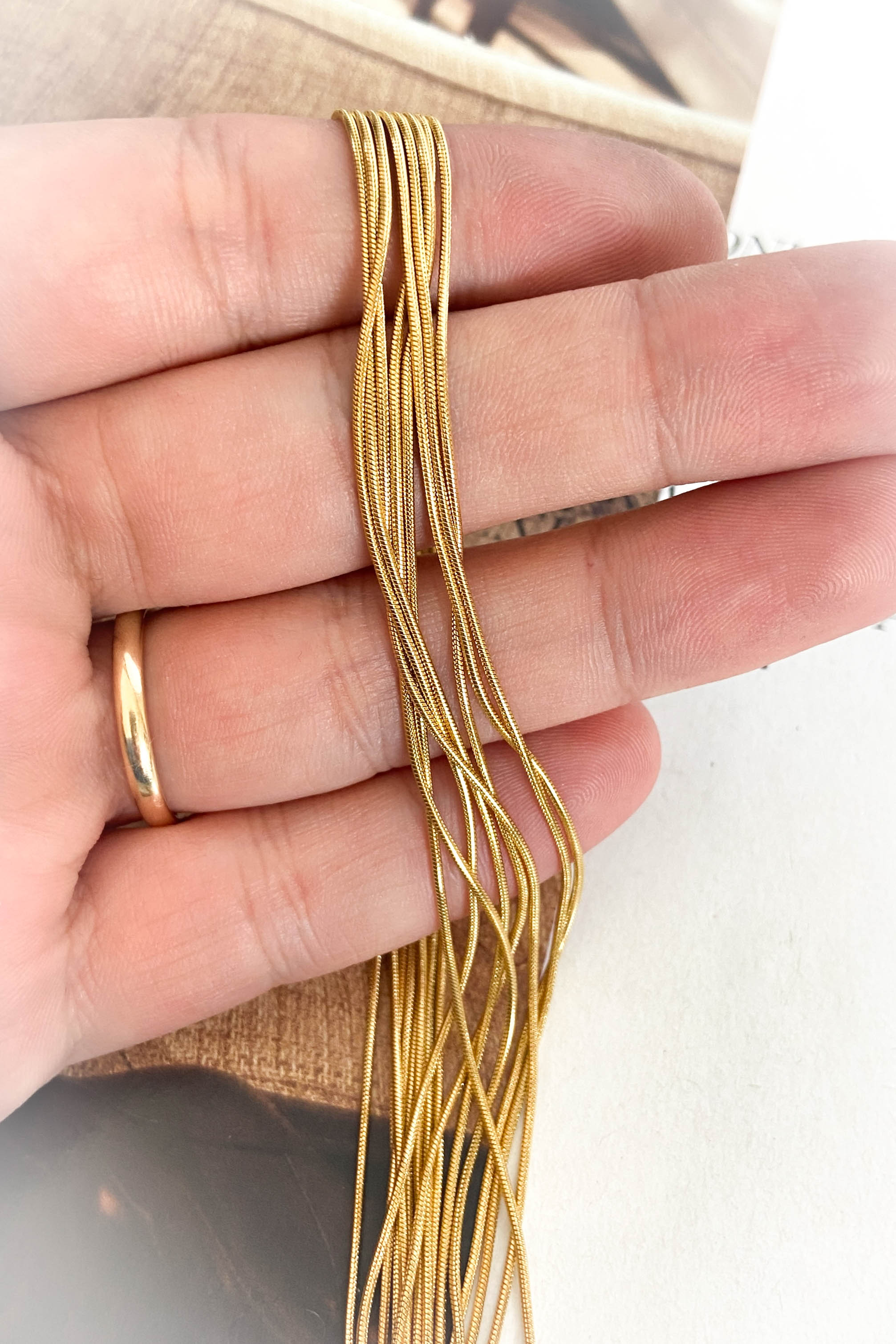 Çelik Yılan Zincir / 60 cm / Altın ( Hazır Kolye Zinciri )