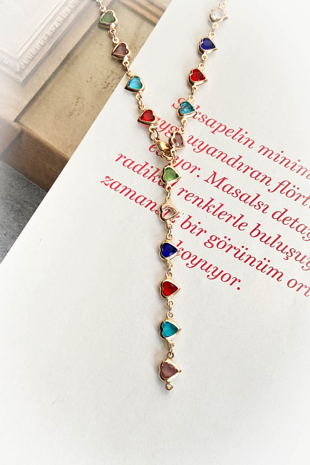 Renkli Kalp Y Kolye