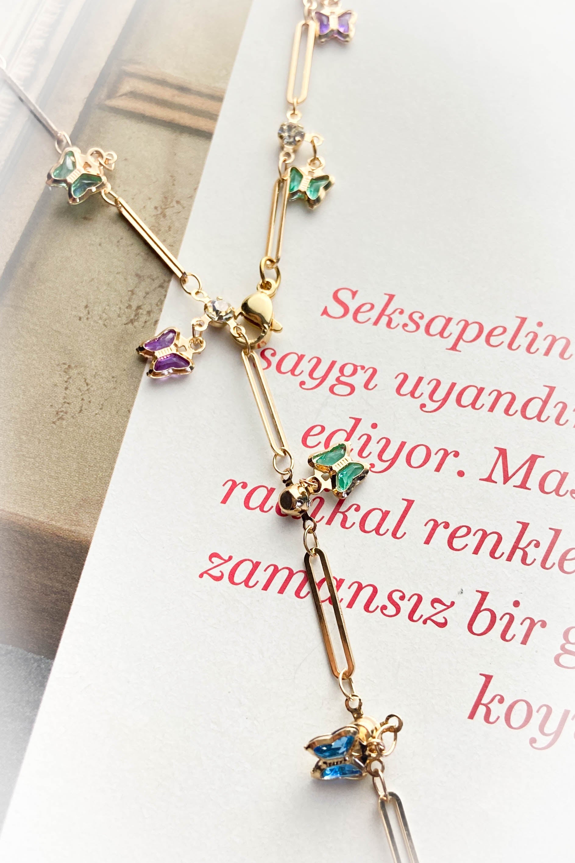 Renkli Kelebek Y Kolye