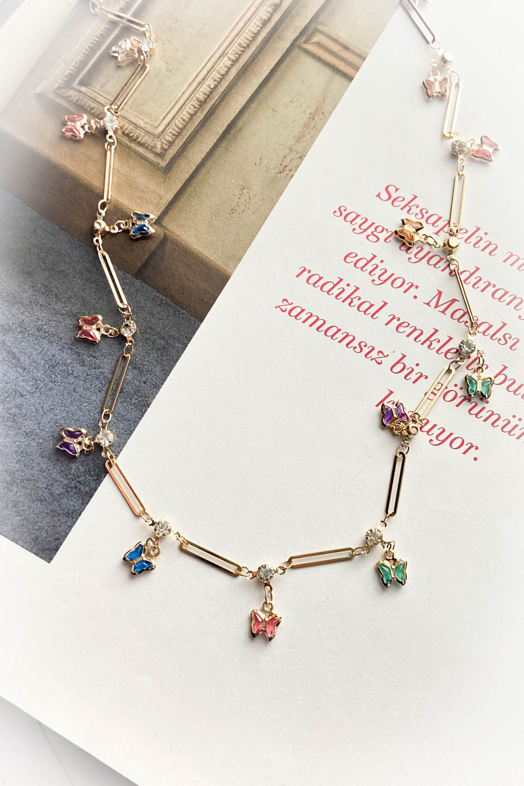 Renkli Kelebek Y Kolye