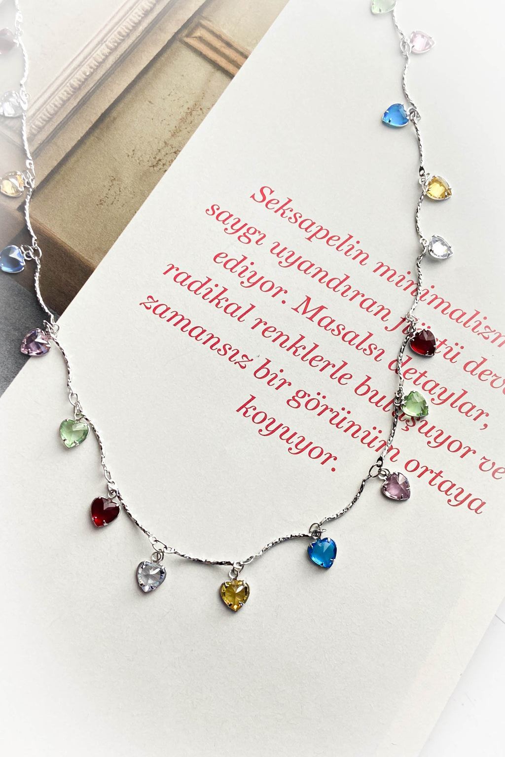Renkli Kalp Y Kolye