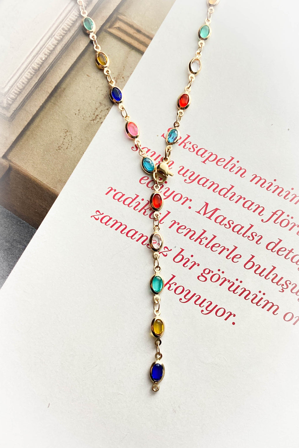 Renkli Damla Y Kolye