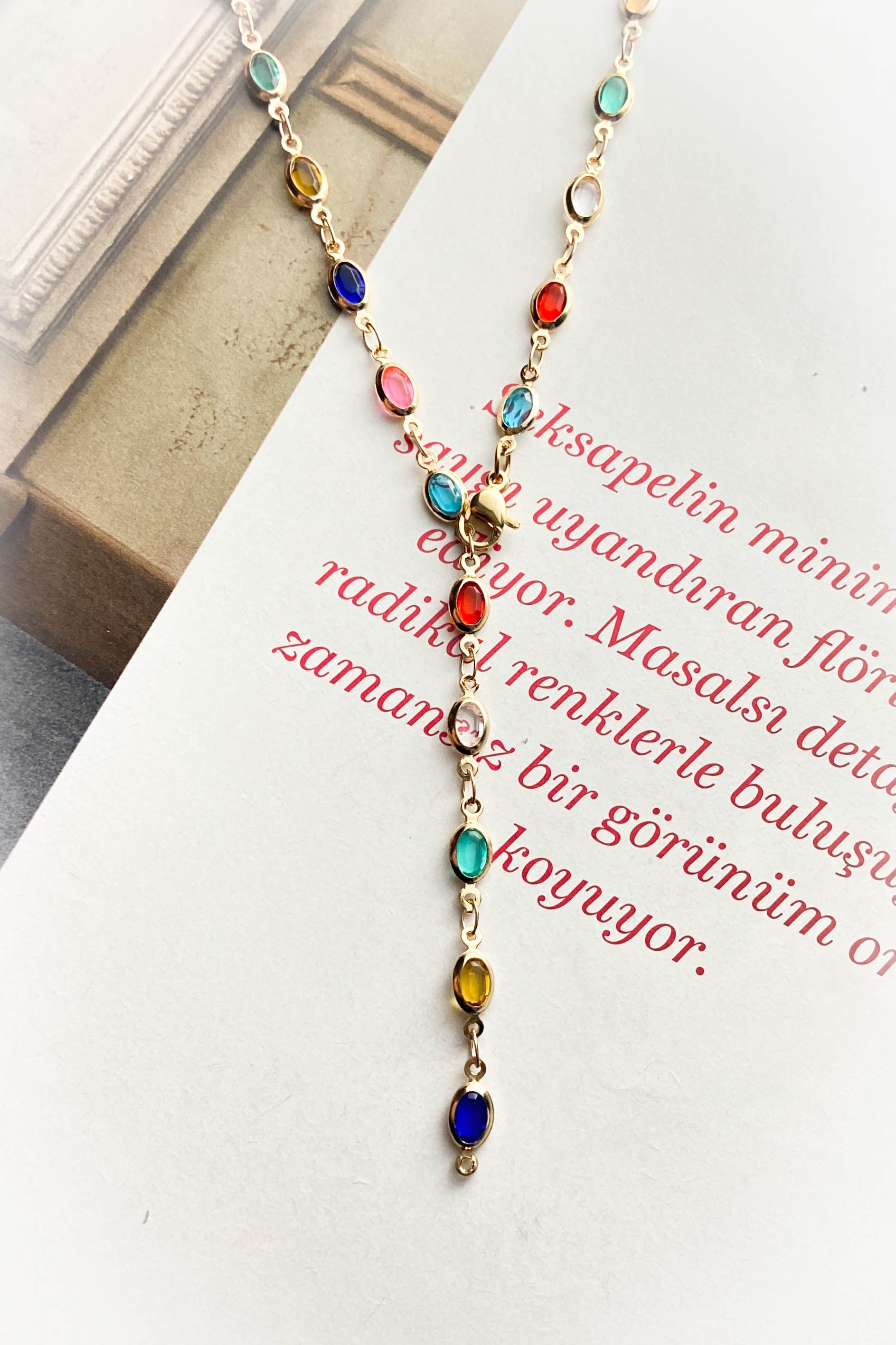 Renkli Damla Y Kolye