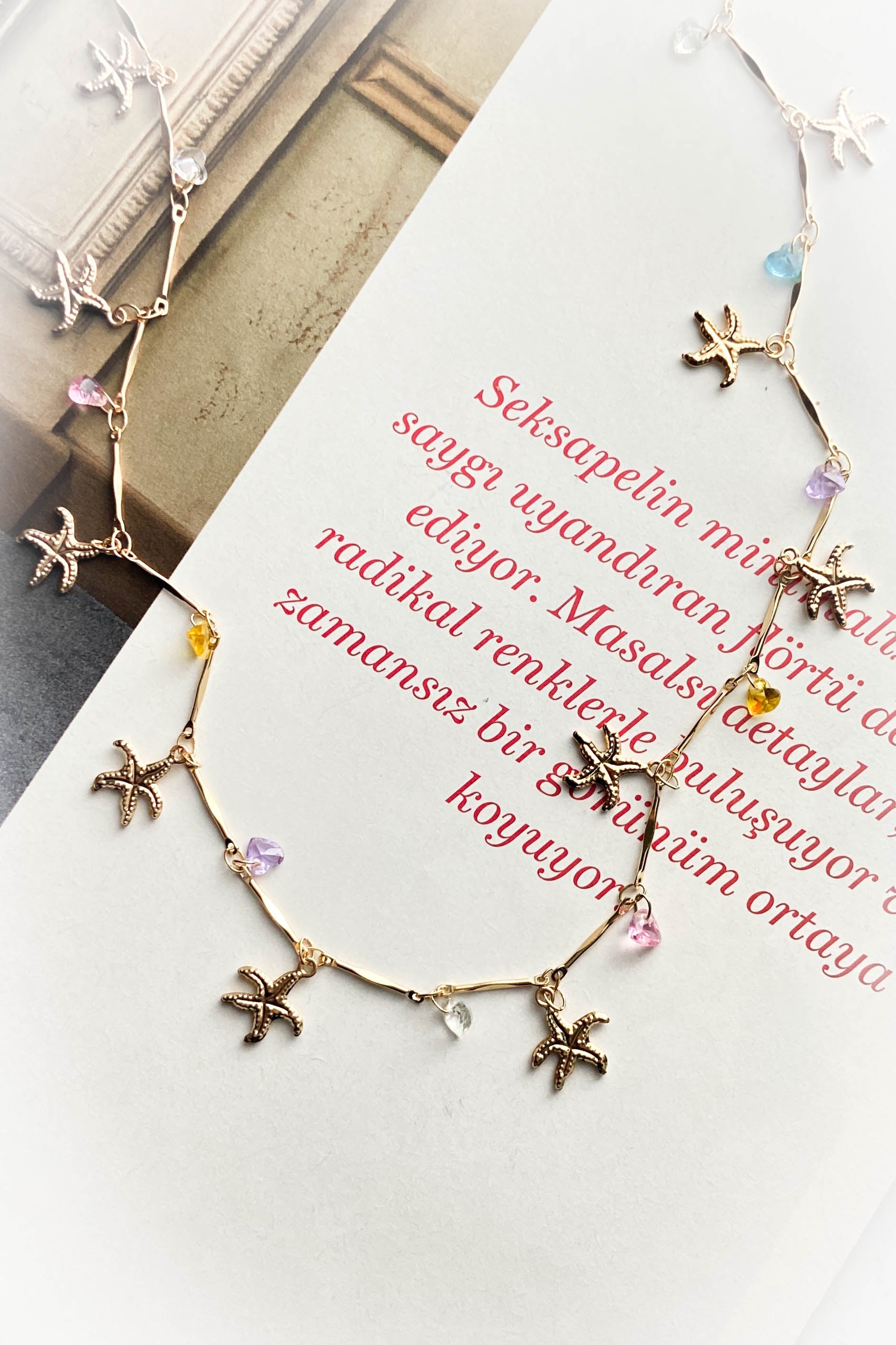 Altın Kaplama Deniz Yıldızı Y Kolye