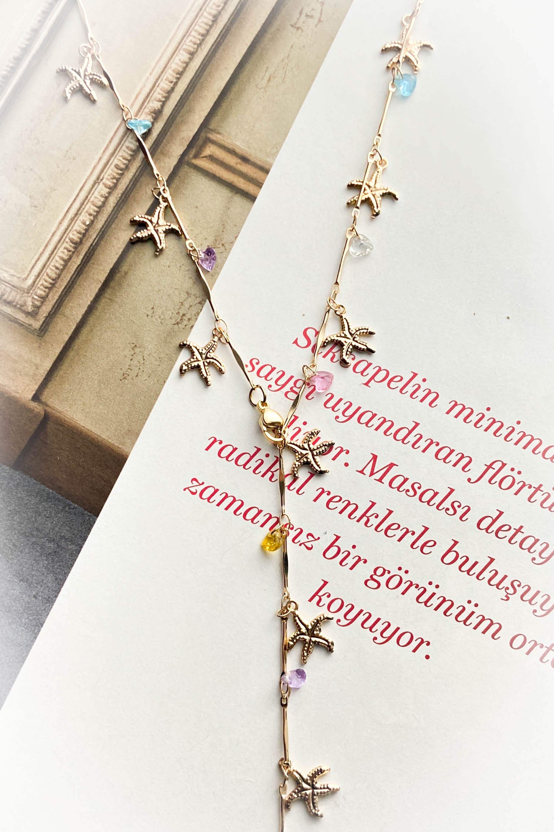 Altın Kaplama Deniz Yıldızı Y Kolye