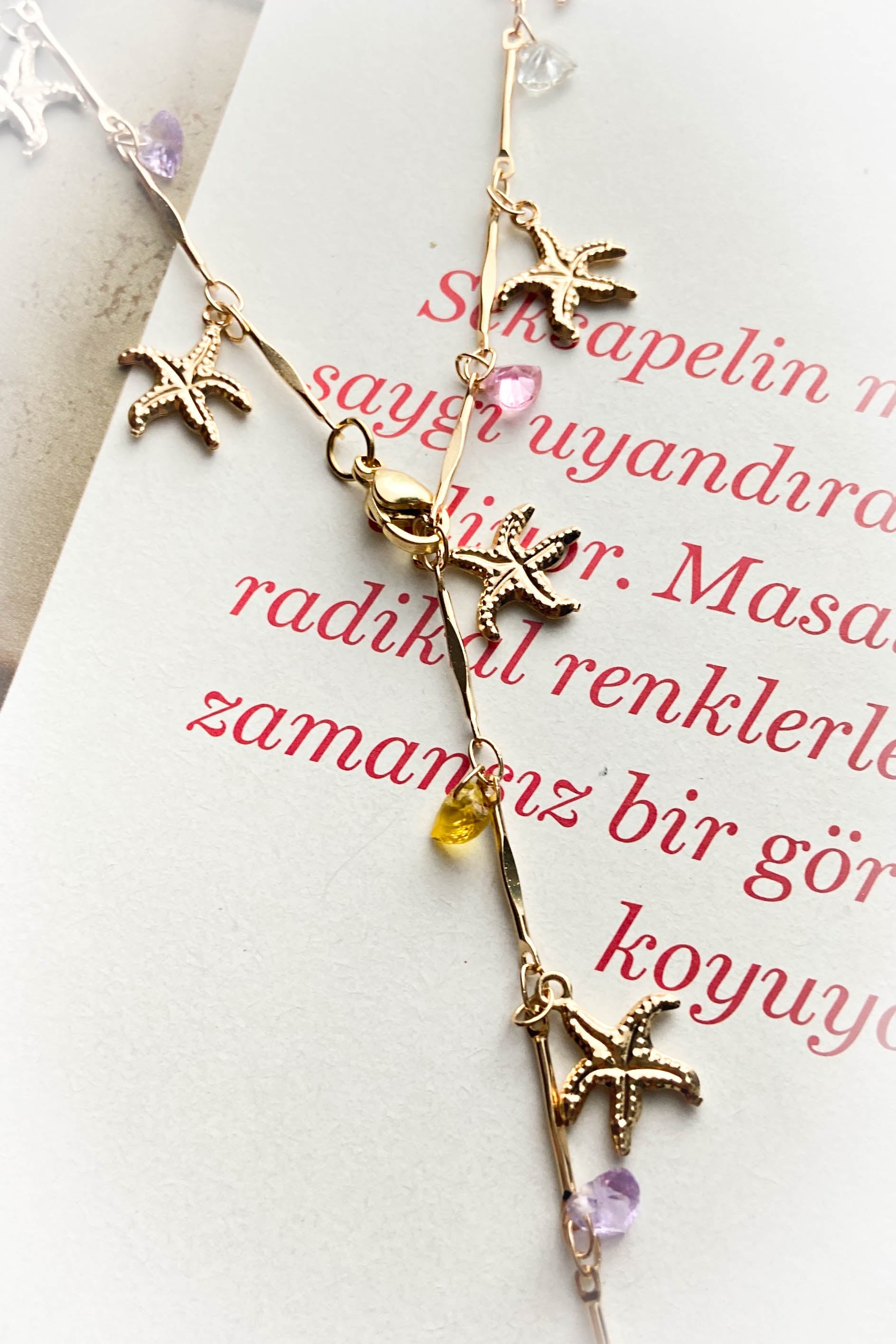 Altın Kaplama Deniz Yıldızı Y Kolye