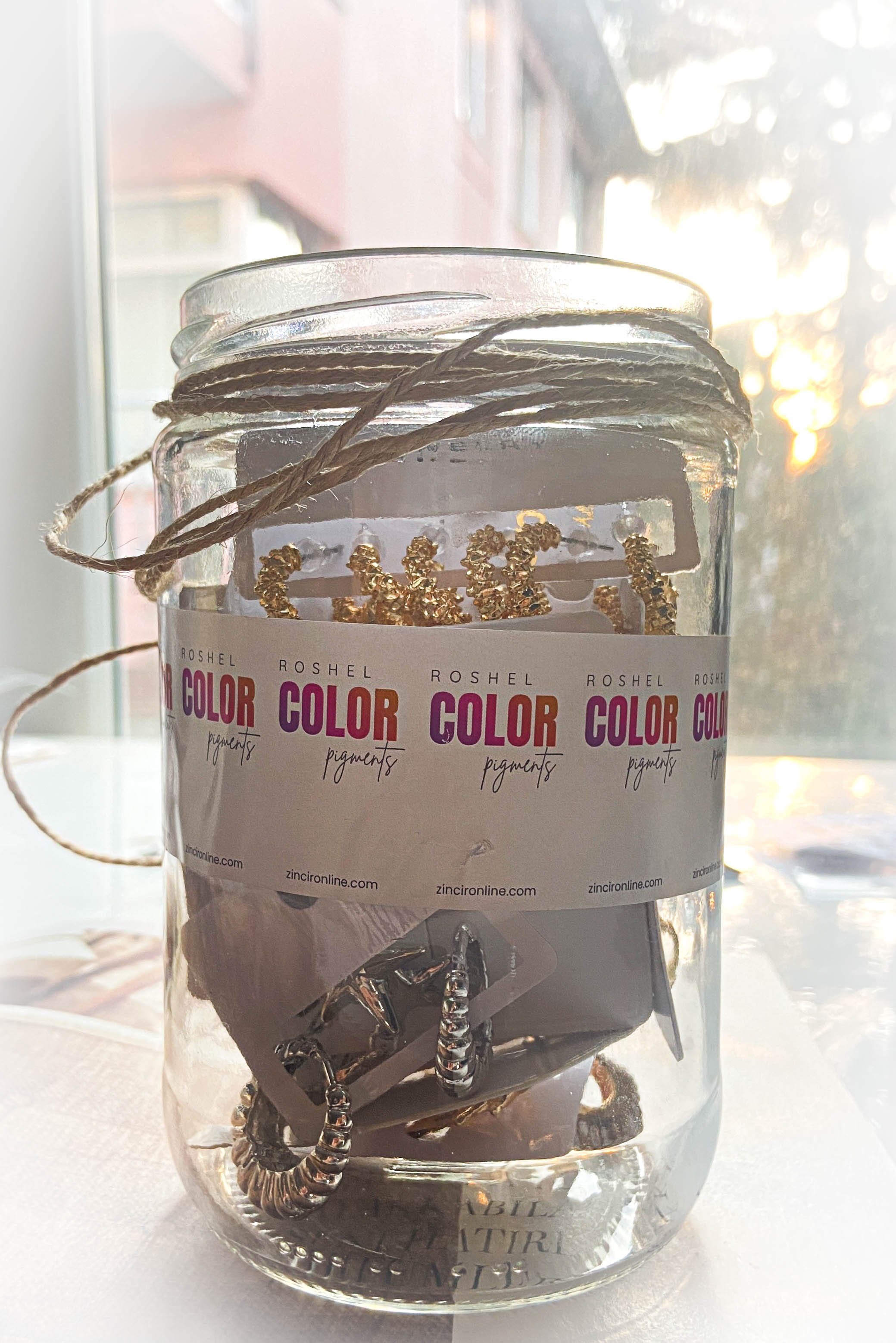 Gizemli Kavanoz / Gümüş ve Altın Karışık / Küpe / 10 Adet